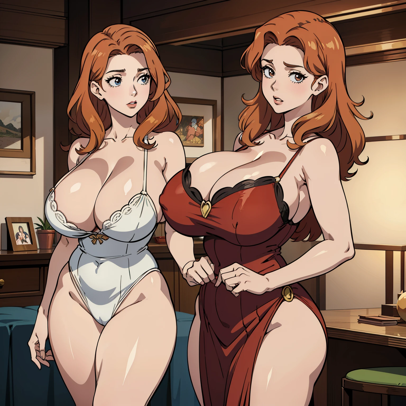 mulher MILF, adulta BIMBO, em lingerie vermelha posando em uma cozinha, Oppai proportions, poderoso e enorme, thicc, Oppai, sfw seios enormes, quadris mais largos, enorme em tamanho, Detalhe pesado, corpo grosso, exaggeratedly large physique, seios grandes!, quadris insanamente inflados, anime anos 80, anime retro anos 80