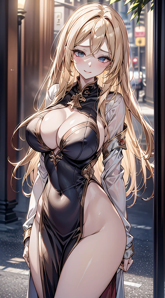 ((masterpiece, best quality, extremely detailed, absurdres)),((high resolution)) ,((8k)), a beautiful woman, ((She is one of the most famous dark priestess.)), unparalleled beauty, ((large breasts:1.4)), ((large ass)), ((deep cleavage)), slim waist, chest out, ((ultra detailed face)), perfect skin, ((((waist length hair, long straight golden hair, crossed bangs)))), green eyes, whole body image, sexy, an inviting smile, (((anime))), ((glamorous)), sexual attraction ,23 years old, ((incredibly beautiful woman)), ((((provocative)))), ((The H cup bust)), ((((sexy pose)))), ((neat and clean.)), ((((dark priestess)))), ((magic light)), Secret meeting, (((no wear a hat, no wear a cap))), ((no head accessory)), anime:1.4, gravure pose, R-18,