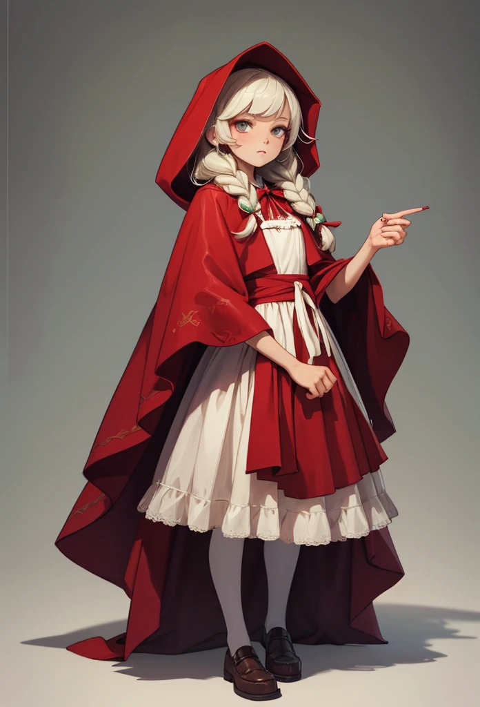 (Detailed illustrations,Very detailed and detailed drawing,Delicate lines with slow and rapid,Realistic texture expression),[Color tressed main line],[deep nordic forest],((irish girl) Beauty 13 years old) [Braided hair] Medium flesh and middle back,((Little Red Riding Hood)Apron Dresses[(frilld) bow ribbon]) [Meat cleaver],gravure[[bizarre atmosphere]Gothic horror],(Fine and beautiful skin expression [Transparency]),[完璧な目のdetaileds (Iris beautifully drawn in every detail)[Jewel-like eyes]],[long and beautiful eyelashes],[Meticulously drawn hair [美しく艷やかな髪のdetaileds]],(完璧な手のdetaileds [Beautiful fingers without breakdowns [Beautiful nails]]),(Perfect Anatomy(Perfectly proportioned))[[Full body like]],[Ideal color coordination(Accurate simulation of light-material interactions)],([Precision Detail](detaileds,high-detail)),[[Pale and gentle colors]][Visual art that conveys a sense of narrative] [[Eros in the Natural Body]].