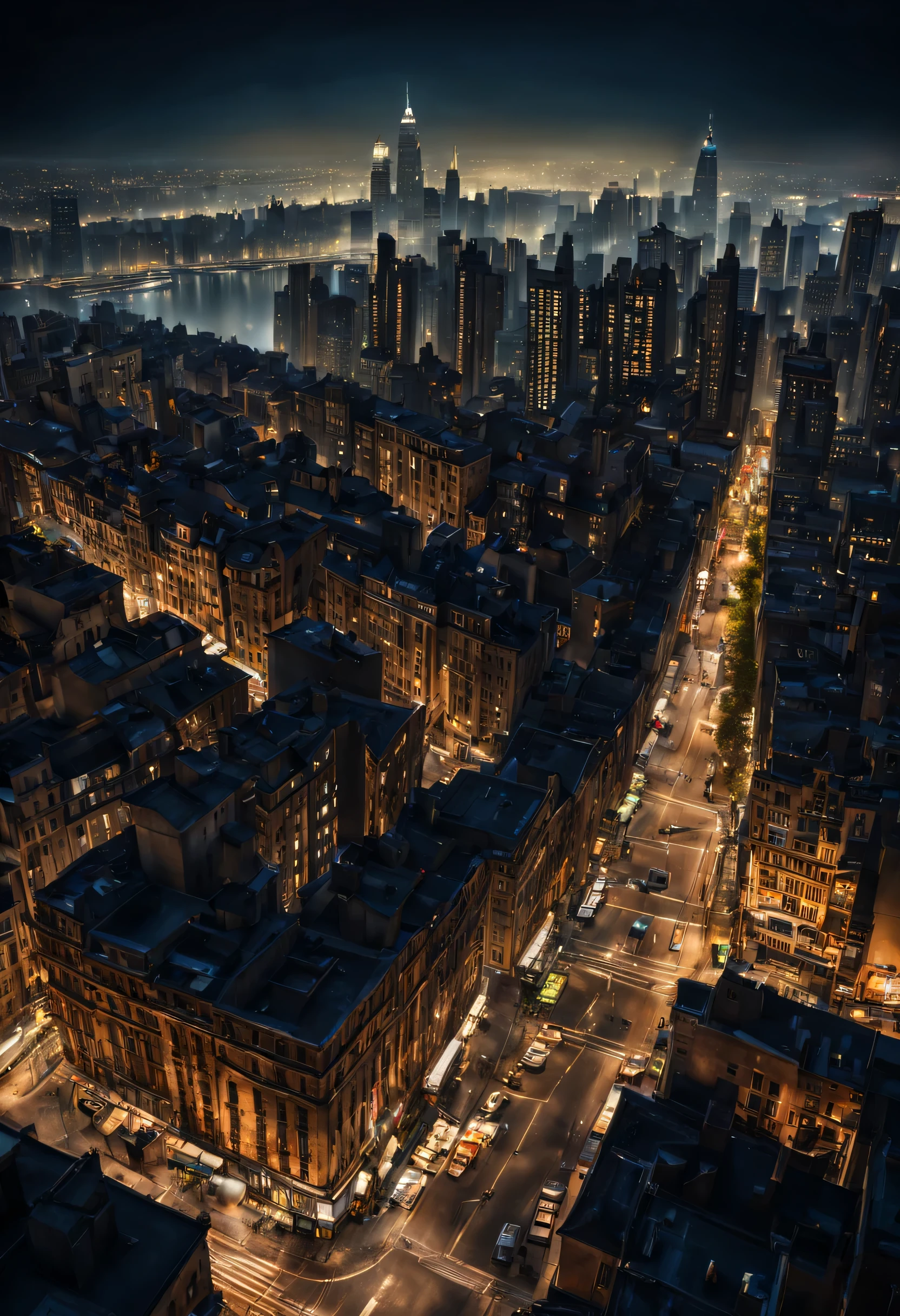 Best Quality, Ultra-detailed, extremely delicate and beautiful, depth of fields, (Photorealistic:1.2), Night view of the city,
