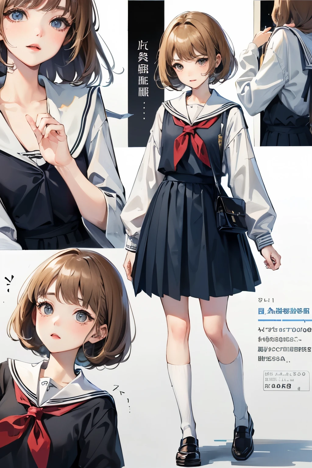 ((Best Quality)), ((masutepiece)), (Detailed), Perfect face、fullllbody、细致背景、校服、hi-school girl
