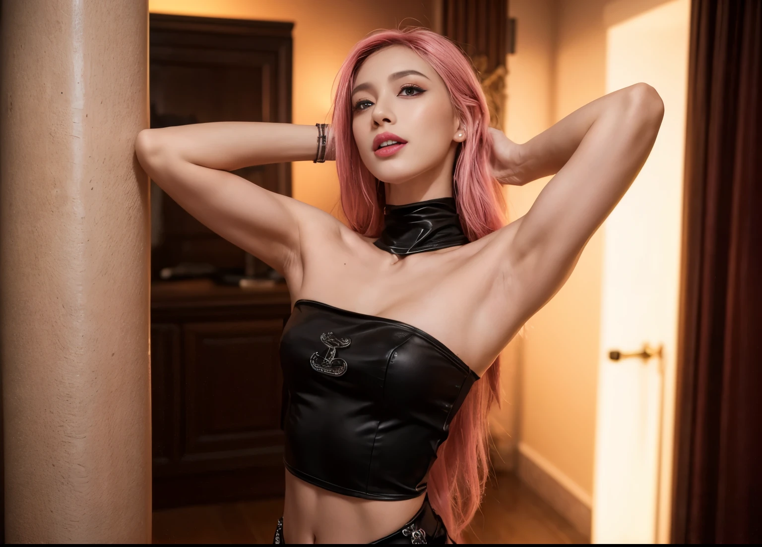 Photograph of an extremely skinny muscular female succubus wearing intricate revealing laced goth skin tight sheer see though night gown, biting lip, thick neon lip gloss, lip glaze, sexy, looking at viewer, eyes to the camera,enjoying, longing, obsessed, choker, braided pink hair, full body photograph, incredibly skinny body, goth makeup, extremely skinny body,well-defined collar bones, well-defined hip bones, well-defined ribcage, extremely skinny arms and legs, masterpiece, anatomically correct, textured skin, super detail, high details, high quality, best quality, full lips, mouth open, big anime eyes, begging, pleeding, tongue, smiling seductive, intense eyes, open mouth, biting lip