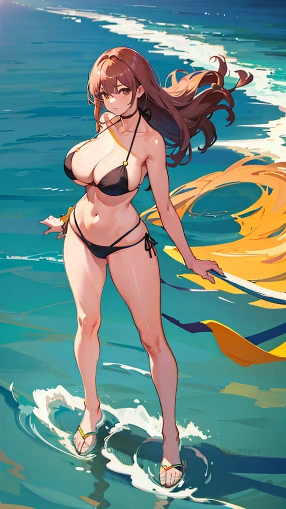 1girl, sketch, big tits, bikini, model pose, full body
