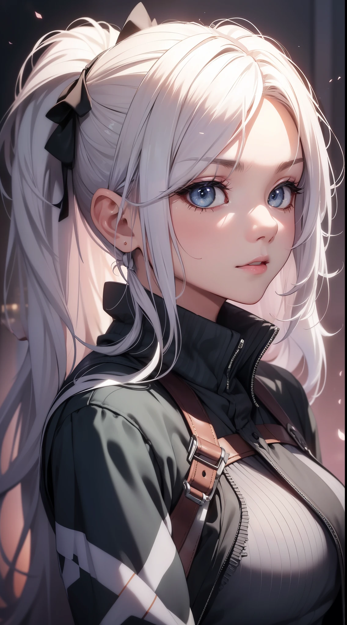 ((Best quality)),(超高分辨率),(ultra - detailed),((Surreal)),Sharp Nice,claire,Art with stunning depictions,(appearance々angled), (1人の女性,Linen ponytail,),Camouflage patterned vest