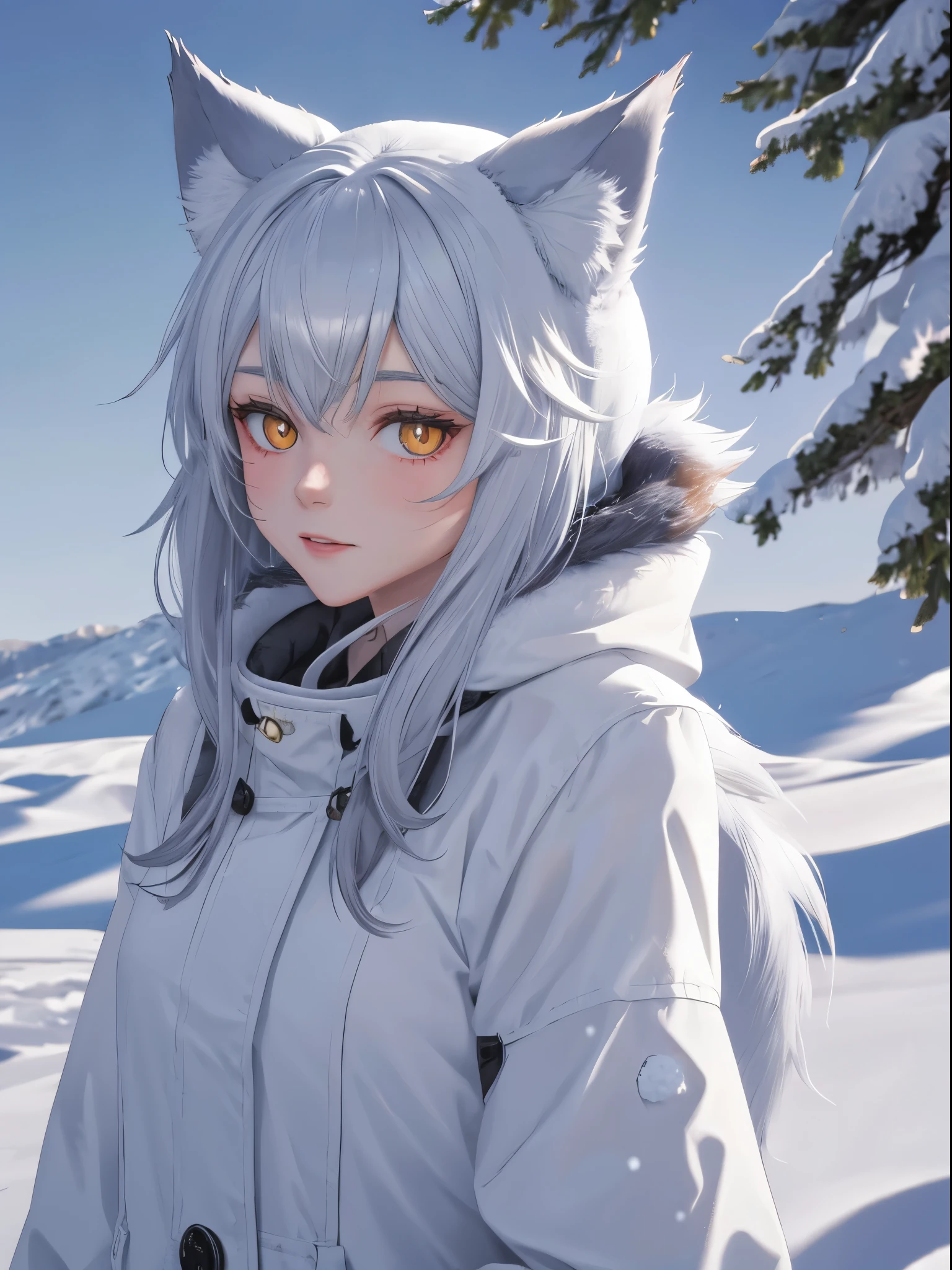 Wolf girl, snow