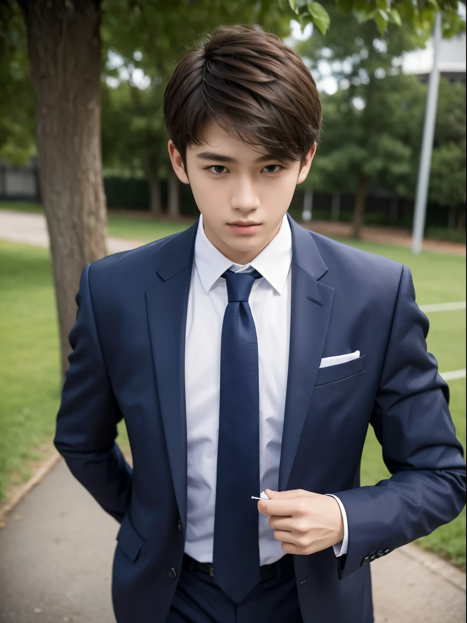 boy, y.o, handsome, suit, tie, school field