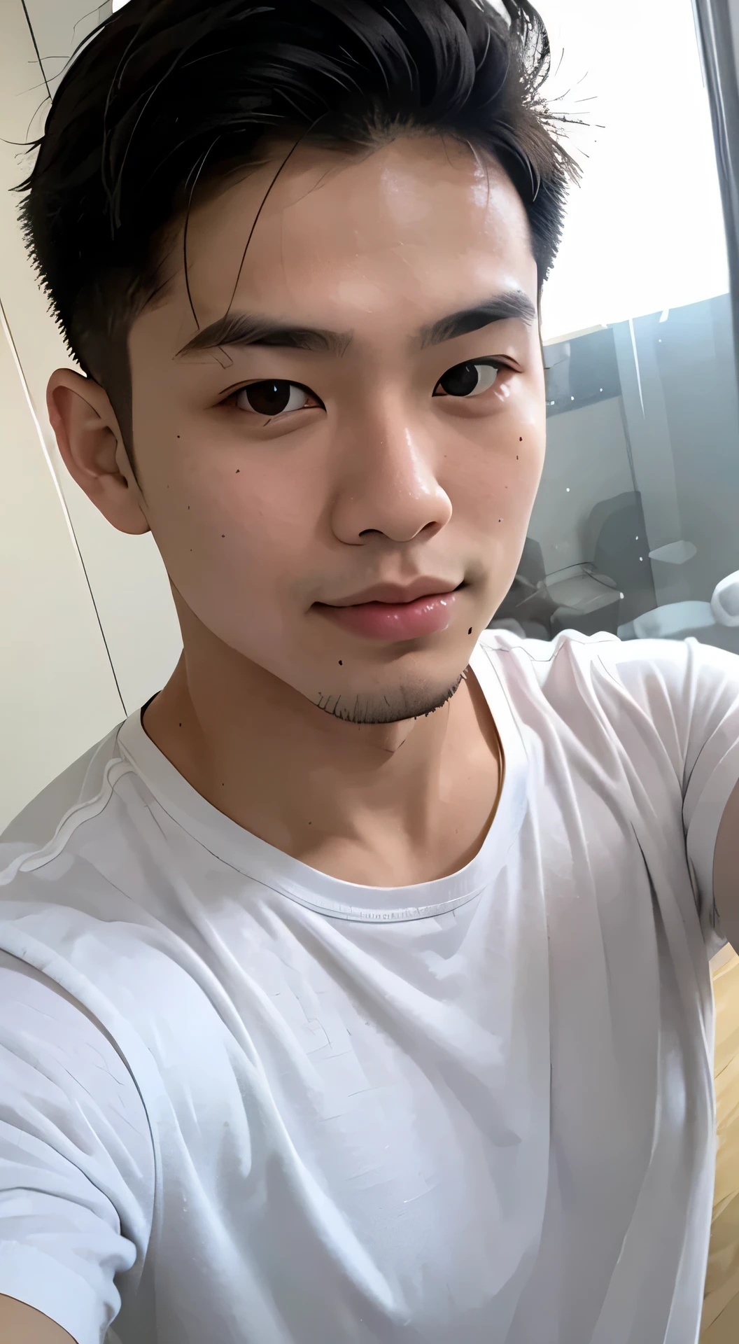 20 year old handsome asian man selfie, Above the chest