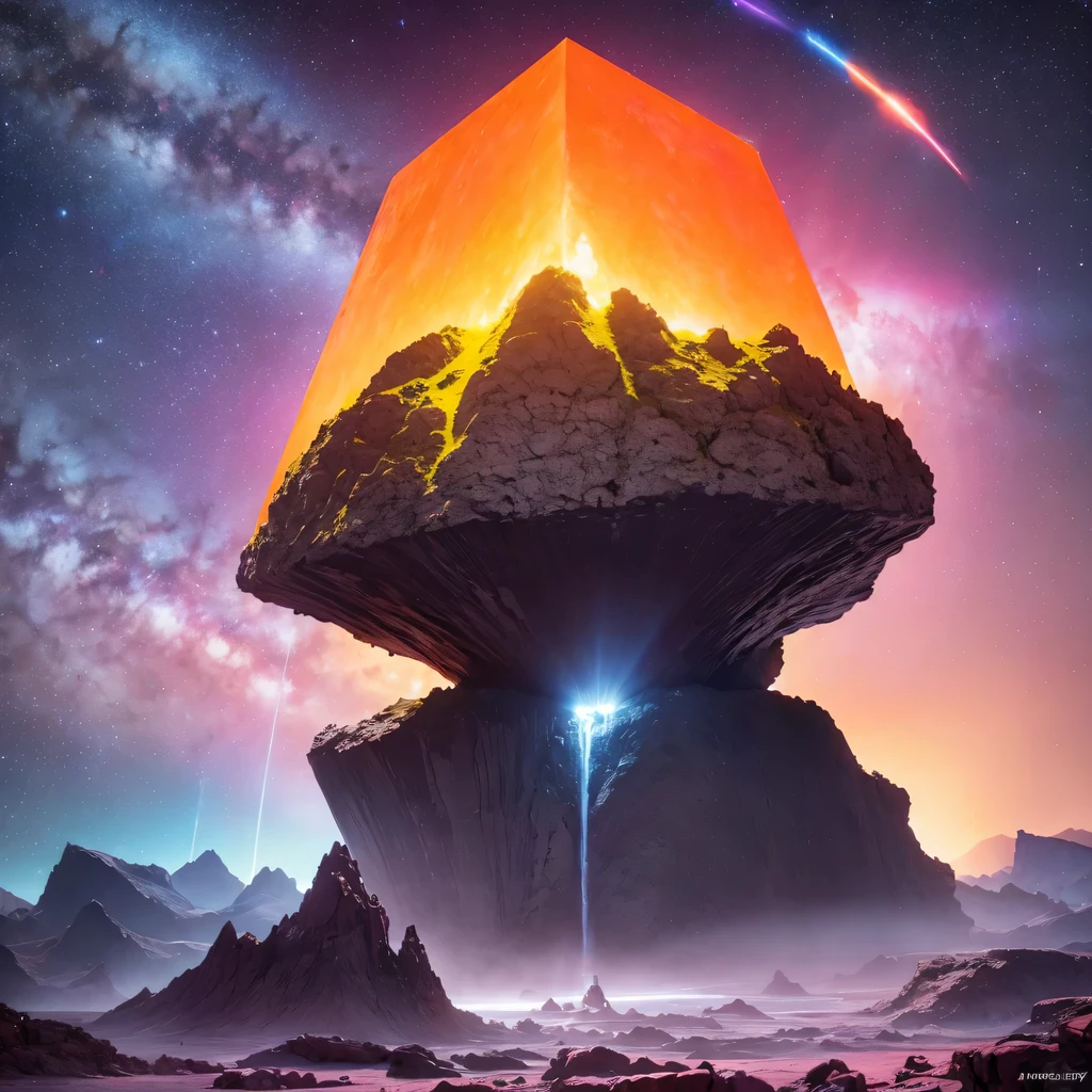 Strange photos of heavy metal planetary clouds, Electron microscopy photography, Tissue engineering, Infrared spectroscopy, Statistical mechanics, Dada Photo Montage, future proposals, Mark Caseley, quantum level ,Light orange style,Purple pink series,Alien Hexagonal Base (Nipples are very delicate) In a hexagonal mountain oasis,There are several hexagonal exhaust fans and chimneys, some neon lights project from the base,Light up the night), There are some clouds in the night sky, Some surrounding planets provide air to unknown planets,The most remote giant hexagonal volcano erupts,the rainforest
