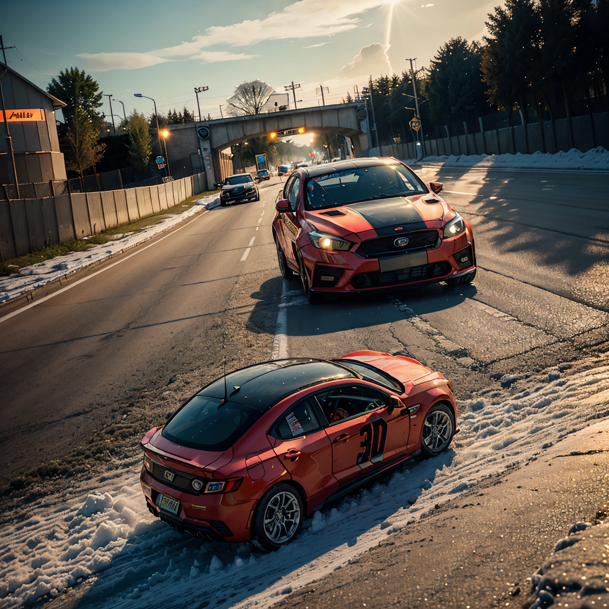 Josan_Gonzalez_style visual_impact street_traffic_jam racing_full_shot spacious_road race_scene multi-racing Gaol Racer Auto_Racing_Circuit Race_Track deep path Equirectangular_360 street UnrealEngine5 Ultra Masterpiece sunlight Cinematic lighting ultra_Photo-realistic optimal ultra_high-quality opengl-shaders ultra_high-details accurate reflex ultra_high-res perfection volumetric lightning improved Octane_rendues ultra_high-def UHD XT3 DSLR HDR 3dcg shadow analogiques extatiques symmetrical dazzling Will-o'-the-wisp global luminescence (((An boatmobile inspired ultra-realistic angelic neon metallic black silver and gold chrome race car designed on a icy surface road with snow falling and deep snow covers the ground and everything all around ))), best quality, ultra-detailed), race car, street racing-inspired, Drifting, LED, ((Twin headlights)), (((Bright neon color racing stripes Cristallines kit incandescente flash blow glow))), (Black racing wheels), Wheel spin showing motion, Show car in motion, Burnout, wide body, modified car, racing livery Lava varied multi etc. --v 5.2 --s 1000 --c 20 --q 20 --chaos 100