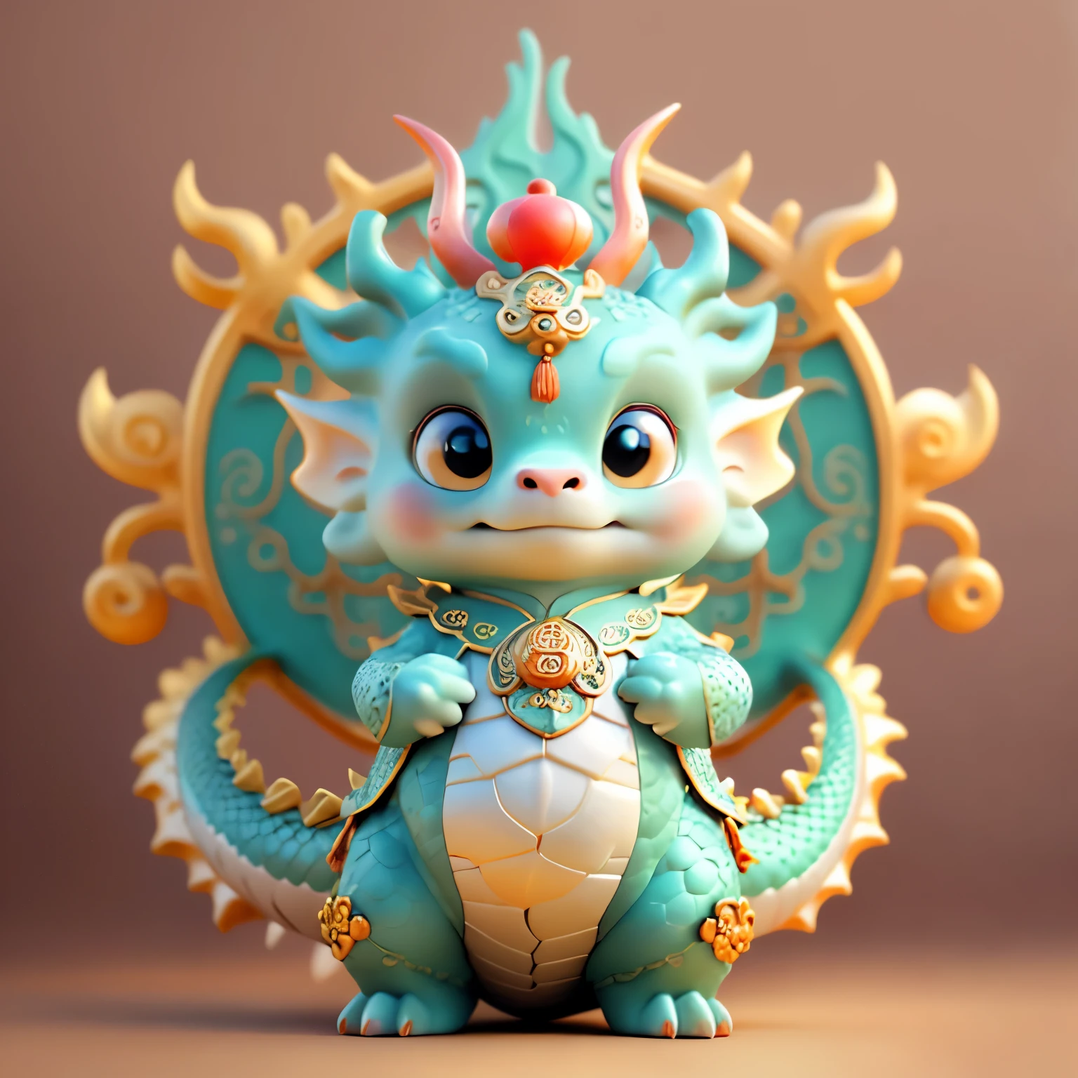 chinesedragon，The background is casual，The picture quality is delicate，k hd，Very amiable expression，baby water dragon