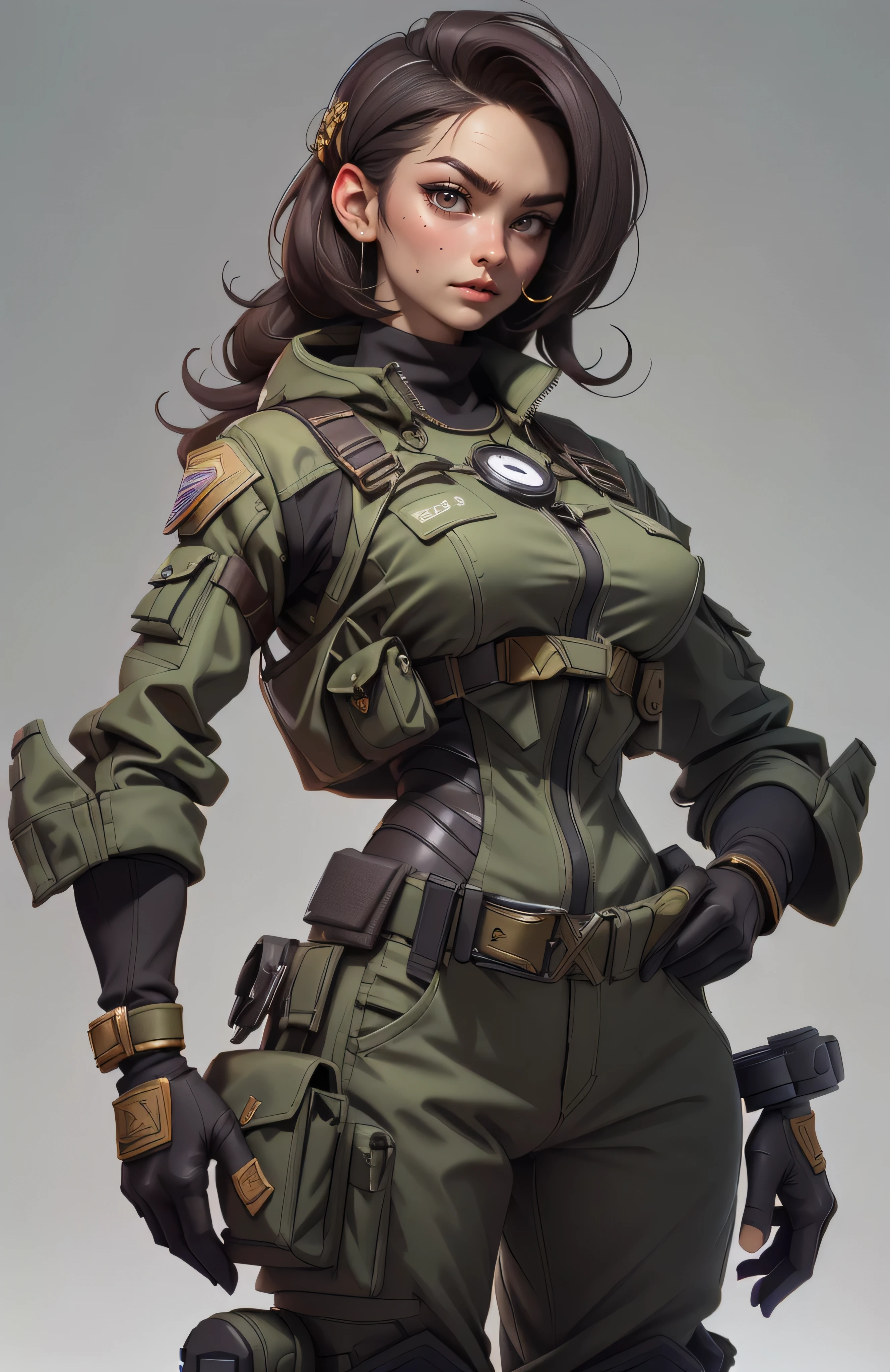 11:23(((Best quality at best: 1.4))),(无与伦比的tmasterpiece), (hyper HD),(Hyper-realistic 8k CG)、(White hair)(hands on the waist) ((( body))), (((1 male))), 25-year-old American soldier with perfect body,,Beautiful and well-groomed face,muscular body:1.2,Solid dark purple jacket with details, (Pictures from head to thighs), Complex equipment, long trousers,The clothes inside are dark, ),Gorgeous and fearless female warrior, fit and muscular body, military shirt, bshoulder, dark gold hair, tattooed arms, Full detail on the face, high detal, actual, Photoquality, high high quality, (photoactual:1.4), The content is very detailed, tmasterpiece, high high quality阴影,