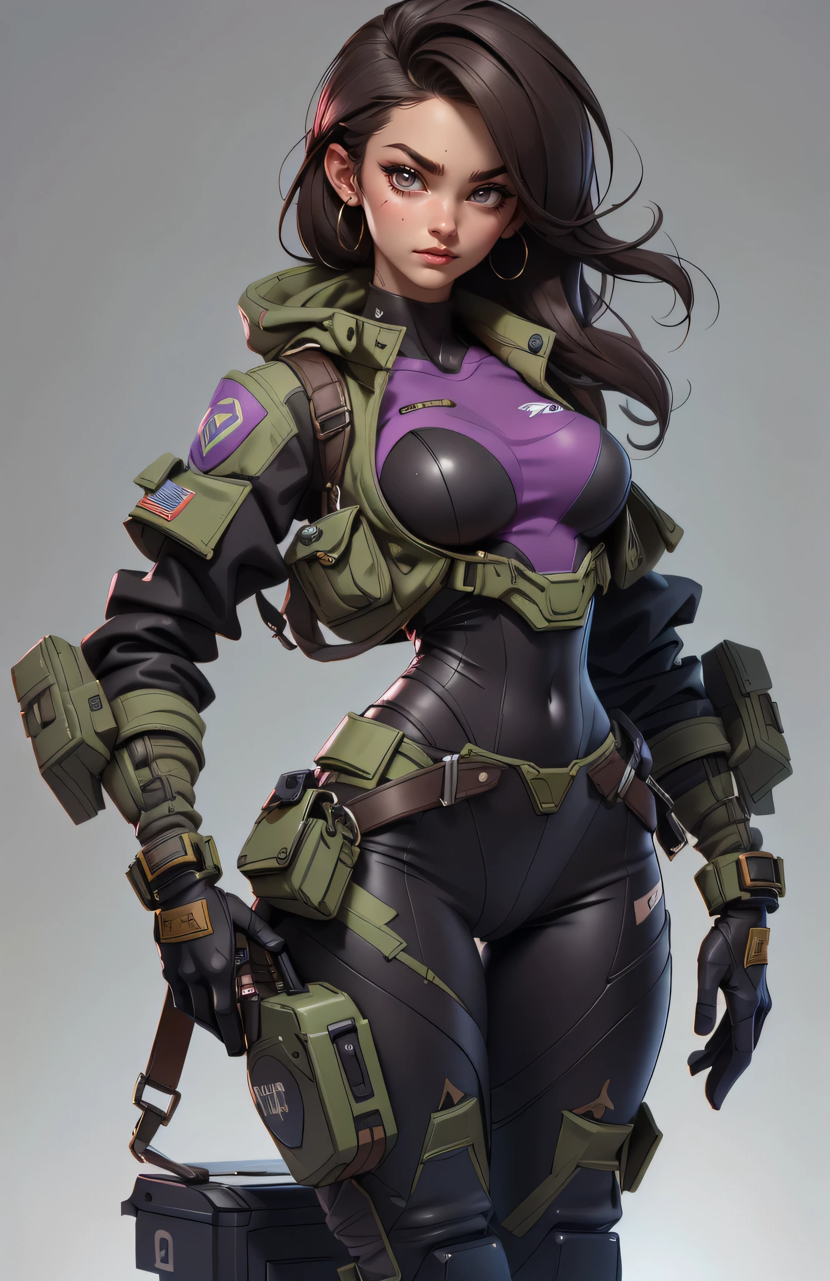 11:23(((Best quality at best: 1.4))),(无与伦比的tmasterpiece), (hyper HD),(Hyper-realistic 8k CG)、（White hair）（hands on the waist） ((( body))), (((1 male))), 25-year-old American soldier with perfect body,,Beautiful and well-groomed face,muscular body:1.2,Solid dark purple jacket with details, (Pictures from head to thighs)， Complex equipment, long trousers，The clothes inside are dark, ),Gorgeous and fearless female warrior, fit and muscular body, military shirt, bshoulder, dark gold hair, tattooed arms, Full detail on the face,   high detal, actual, Photoquality, high high quality,  (photoactual:1.4), The content is very detailed, tmasterpiece, high high quality阴影,