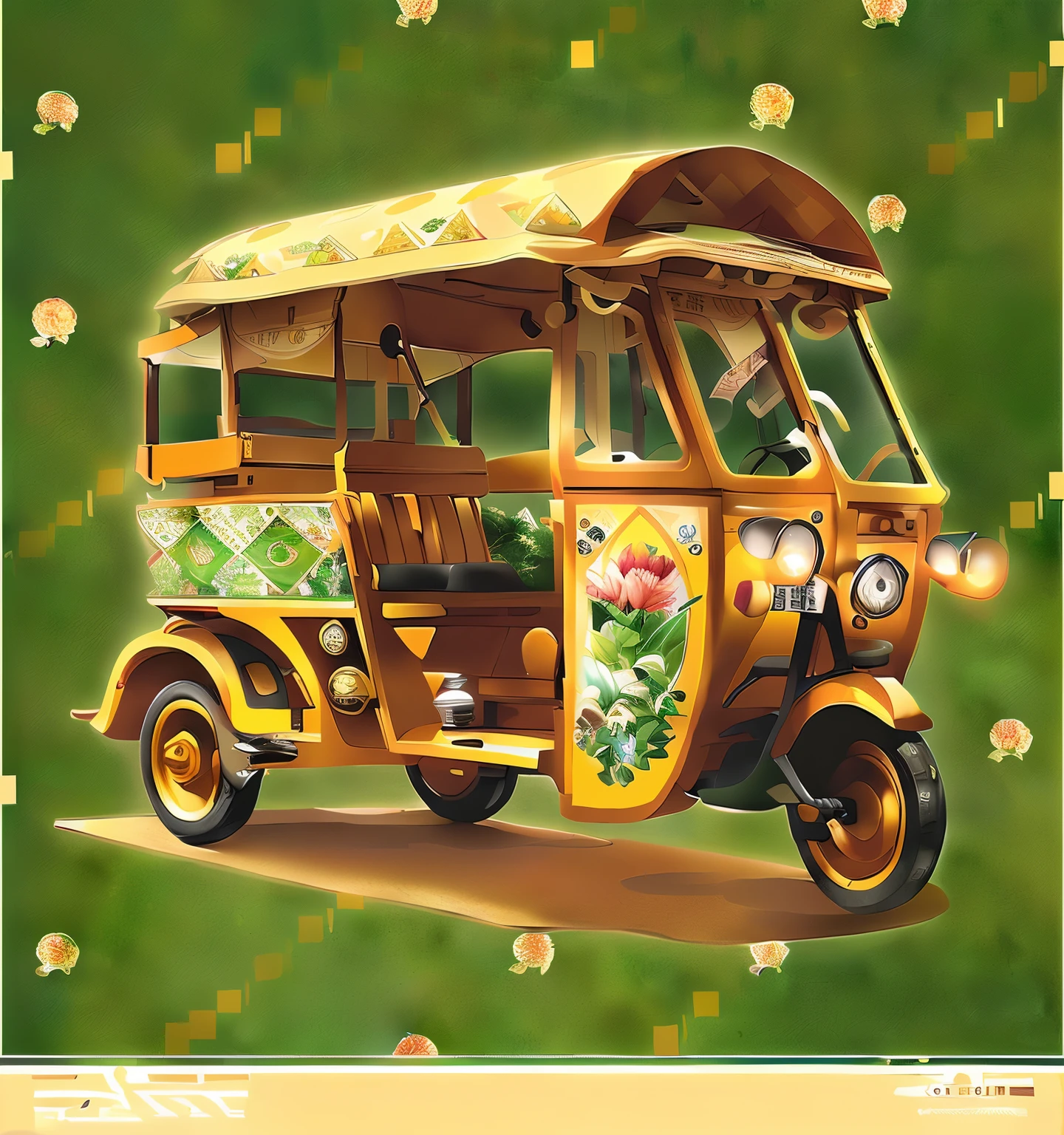 colorful illustrations of this rikshaw