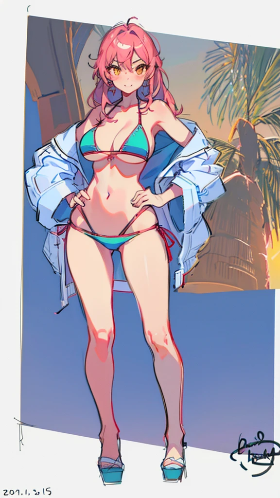 sketch, 1girl, pencil sketch, rough sketch, sexy, big tits, bikini, model pose, full body,