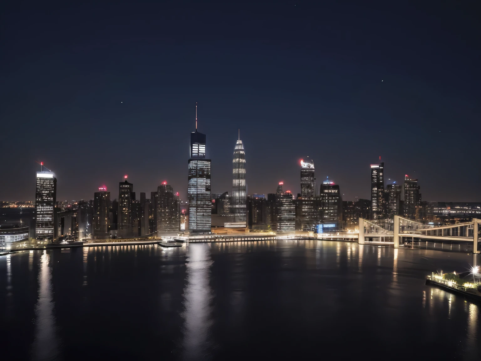 during night view of a city skyline with a river and a bridge, beautiful cityscape, The city at night, beautiful city of the future,  the are In the background, beautiful city,  the are In the background,  well-lit building, at during night, during night,  Background with, city night, during night Background with, during night拍摄,  the are In the background天际线