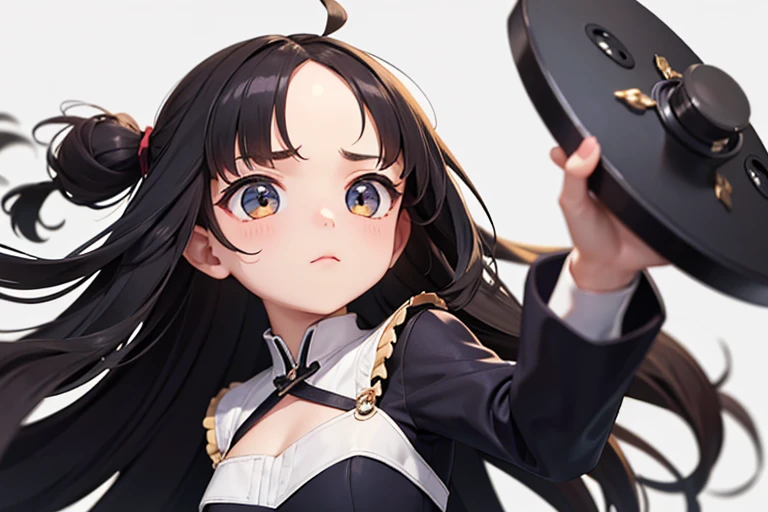 A girl who raises her bangs and shows her forehead