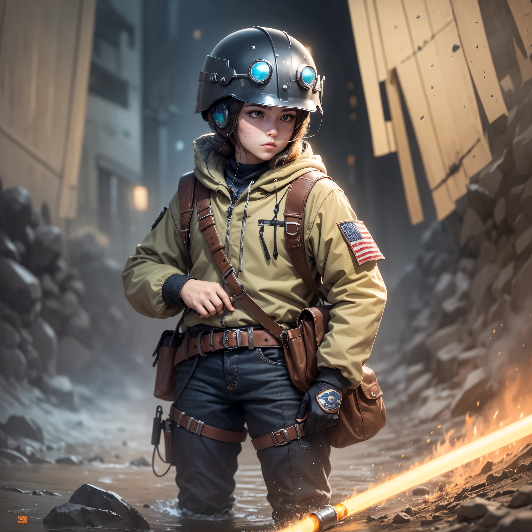 cartoonized young Dart Wader in helmet with a light saber --auto --s2