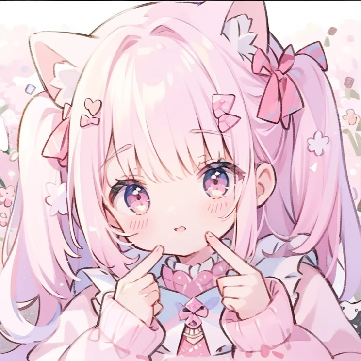 Watercolor illustration, Colorful, capricious, Magical, masutepiece, Best Quality, Complex and detailed environments, Fine detail, 8K resolution,Shining Pretty Girl、A pink-haired、girly、fluffly、Twin-tailed