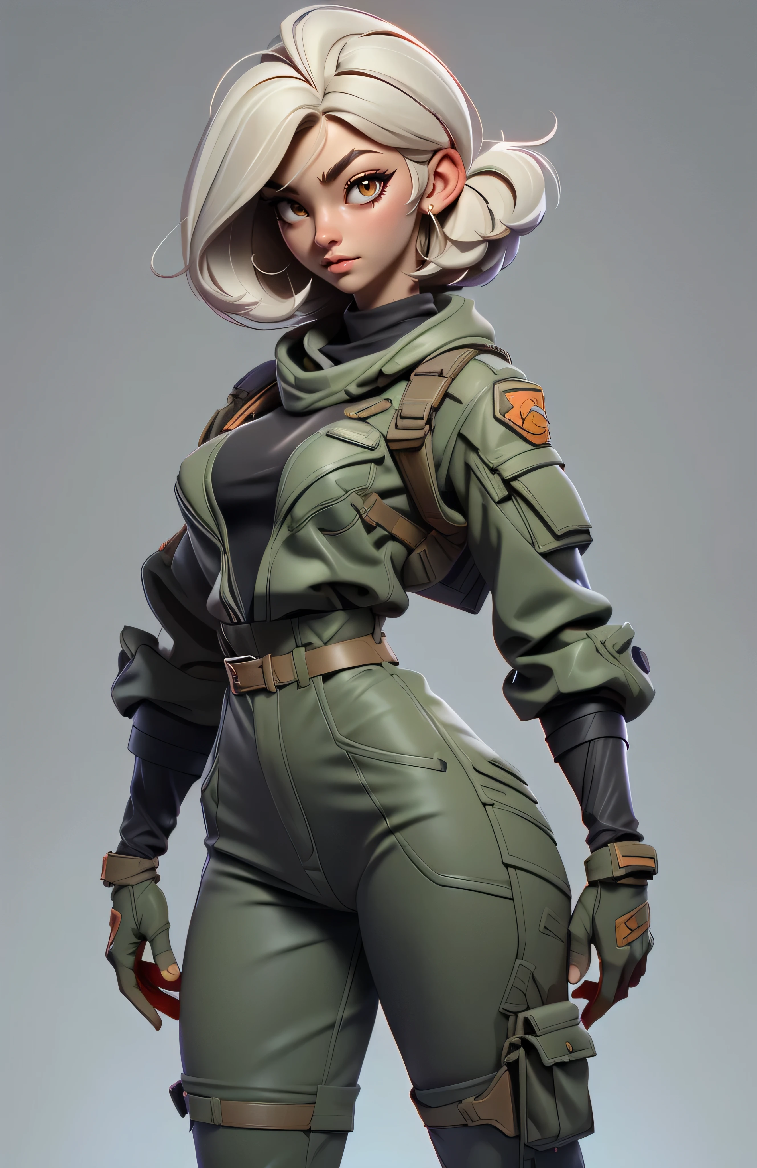 11:23(((Best quality at best: 1.4))),(无与伦比的tmasterpiece), (hyper HD),(Hyper-realistic 8k CG)、(Lori huge breasts cleavage),(dual horsetail),(White hair),(Short hair details),(Look up),(Put your hands on your waist), ((( body))), (((1 girl in))), 25-year-old American soldier with perfect body,,Beautiful and well-groomed face,muscular body:1.2,solid orange jacket with details, (Pictures from head to thighs), Complex equipment, long trousers,The clothes inside are dark, ),Gorgeous and fearless female warrior, fit and muscular body, bshoulder, dark gold hair, tattooed arms, Full detail on the face, high detal, actual, Photoquality, high high quality, (photoactual:1.4), The content is very detailed, tmasterpiece, high high quality阴影,
