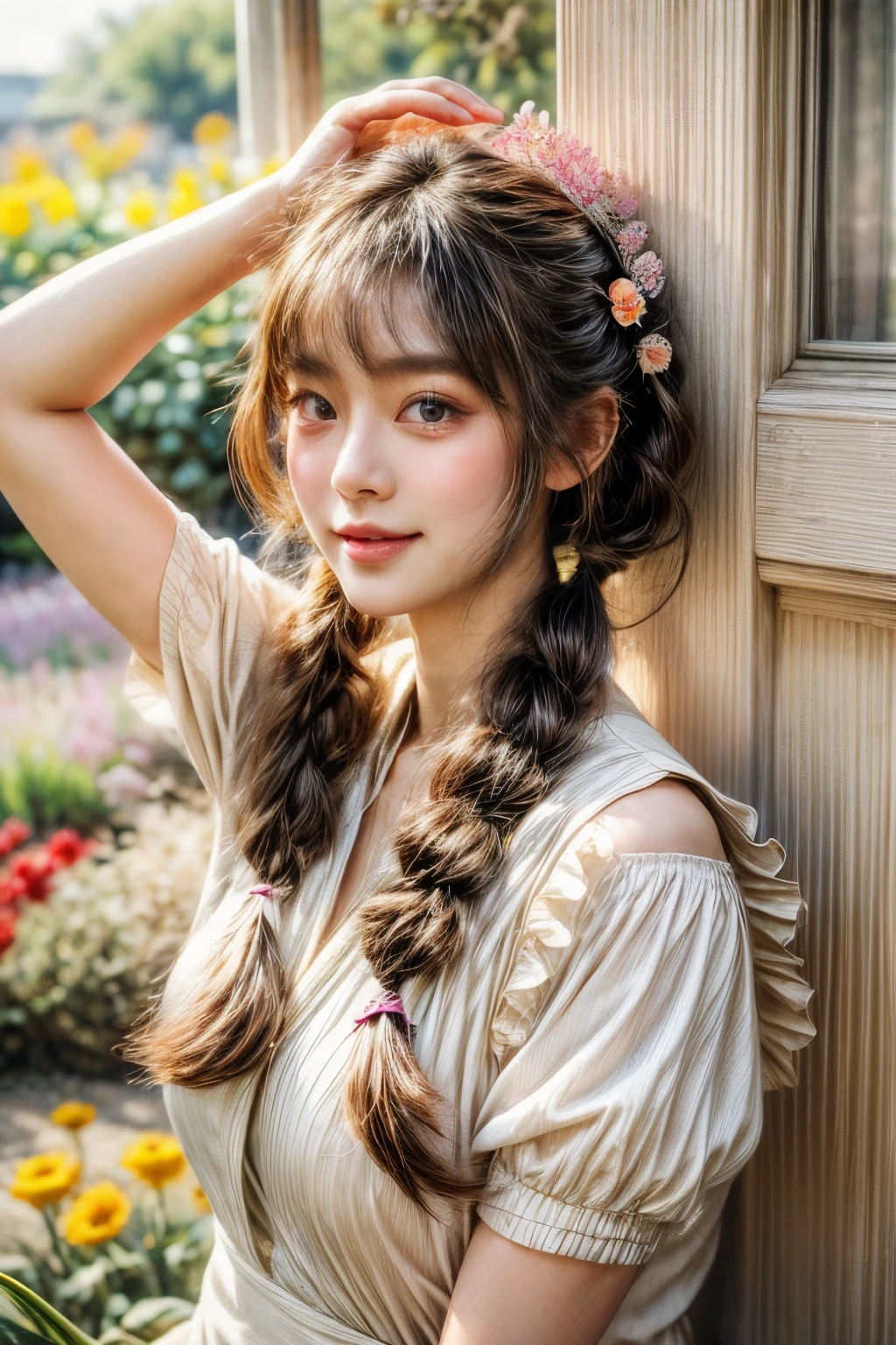 (masterpiece:1.3), (8K, Realistic, RAW Photos, Best image quality: 1.4), Japanese 、18-year-old,(Random Hairstyles:1.2)、Cleavage:1.2、Highly detailed face、Attention to detail、double eyelid、Chest to chest、Sharp focus:1.2、Beautiful woman:1.4、Light brown hair、Highest quality、masterpiece、Ultra-high resolution、(Realistic:1.4)、Highly detailed and professionally lit smiles、Loose fitting steampunk outfit、Shoulder out、thin、Serious expression、drinking beer at bar