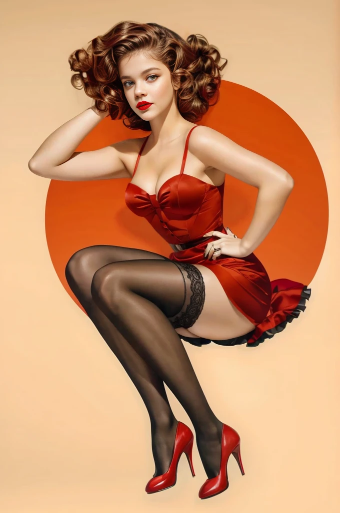 Barbara Palvin with red lipstick,