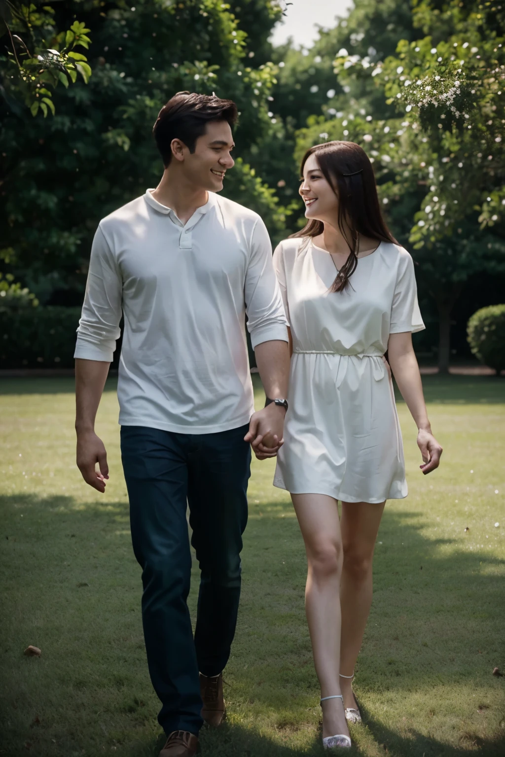 They walked hand in hand on the grass, husband and wife walking hand in hand, man and woman walking together, lovely husband and wife, romantic husband and wife, ruan jia and brom, Still in the movie, happy husband and wife, photo 1 5 mm, smiling husband and wife, Still in the movie, husband and wife, wearing white clothes, looking at each other passionately, promotional movie still