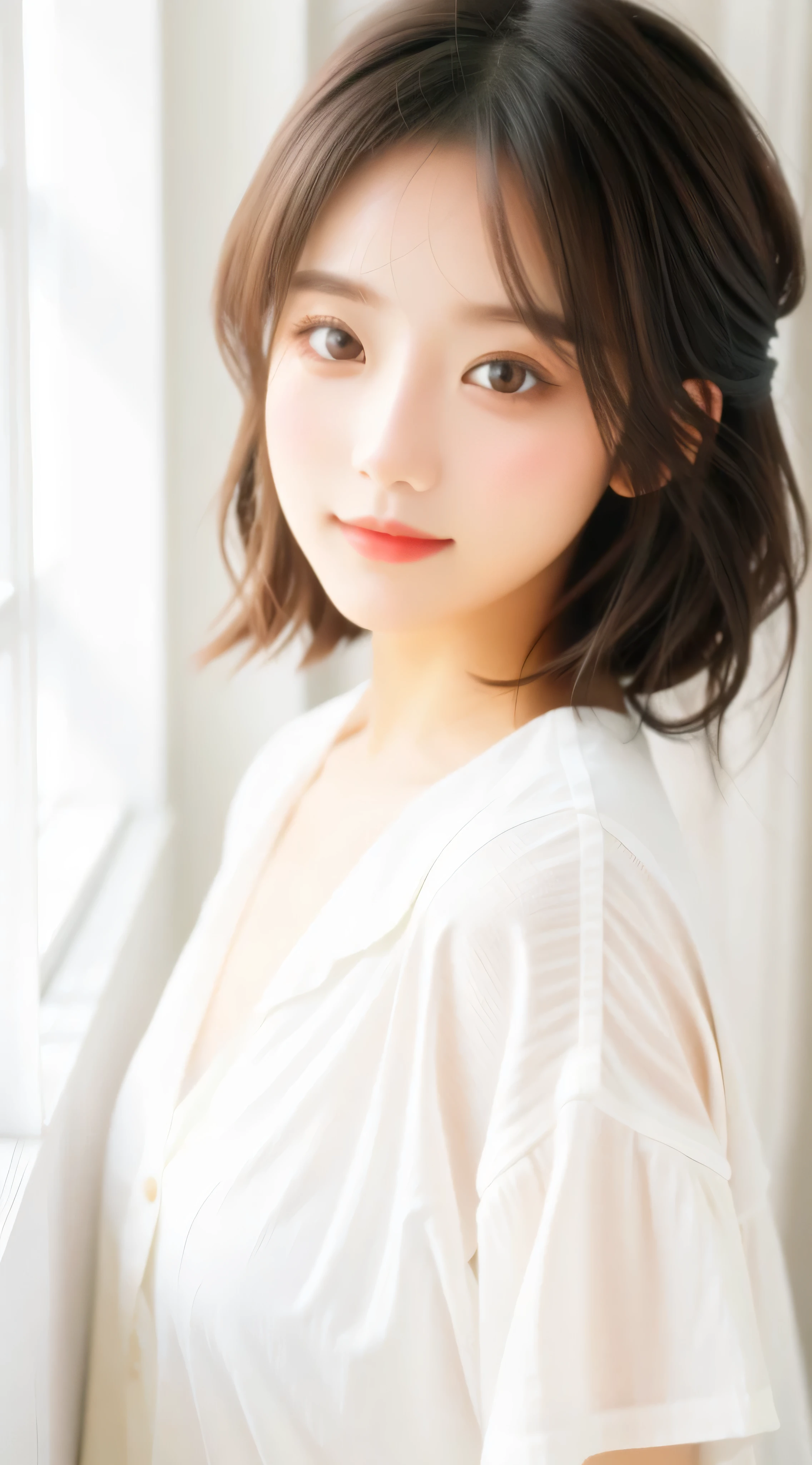 A very pure and beautiful girl，Painted with light makeup，beautiful charming