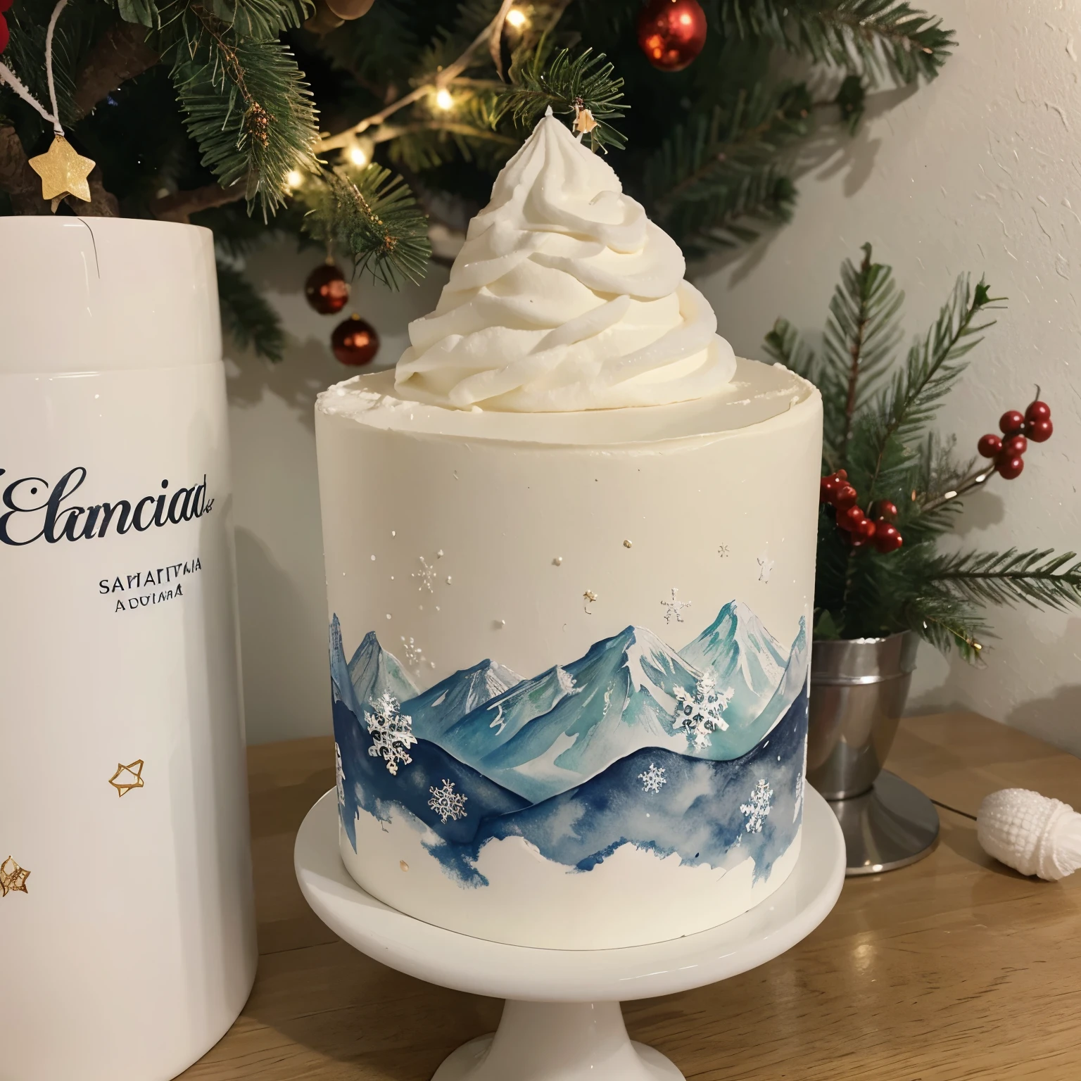 Estampa navidad estilo acuarela con fondo blanco