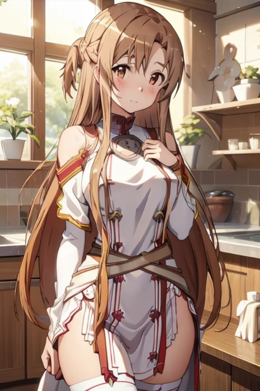 yuuki asuna, kizukiai, brown hair, brown eyes, medium breasts, long hair, Asuna, 1girl, blush, masterpiece, best quality, ultra-detailed, ray tracing, perfect lighting, 1girl, hot, perfect anatomy, detailed image, natural skin texture, 1Girl, sexy body, delicate eyes, detailed eyes, open legs, no panties, no clothes, naked, nude, perfect pussy, open pussy, thinner waist, wide hips, thick thighs, better lighting.