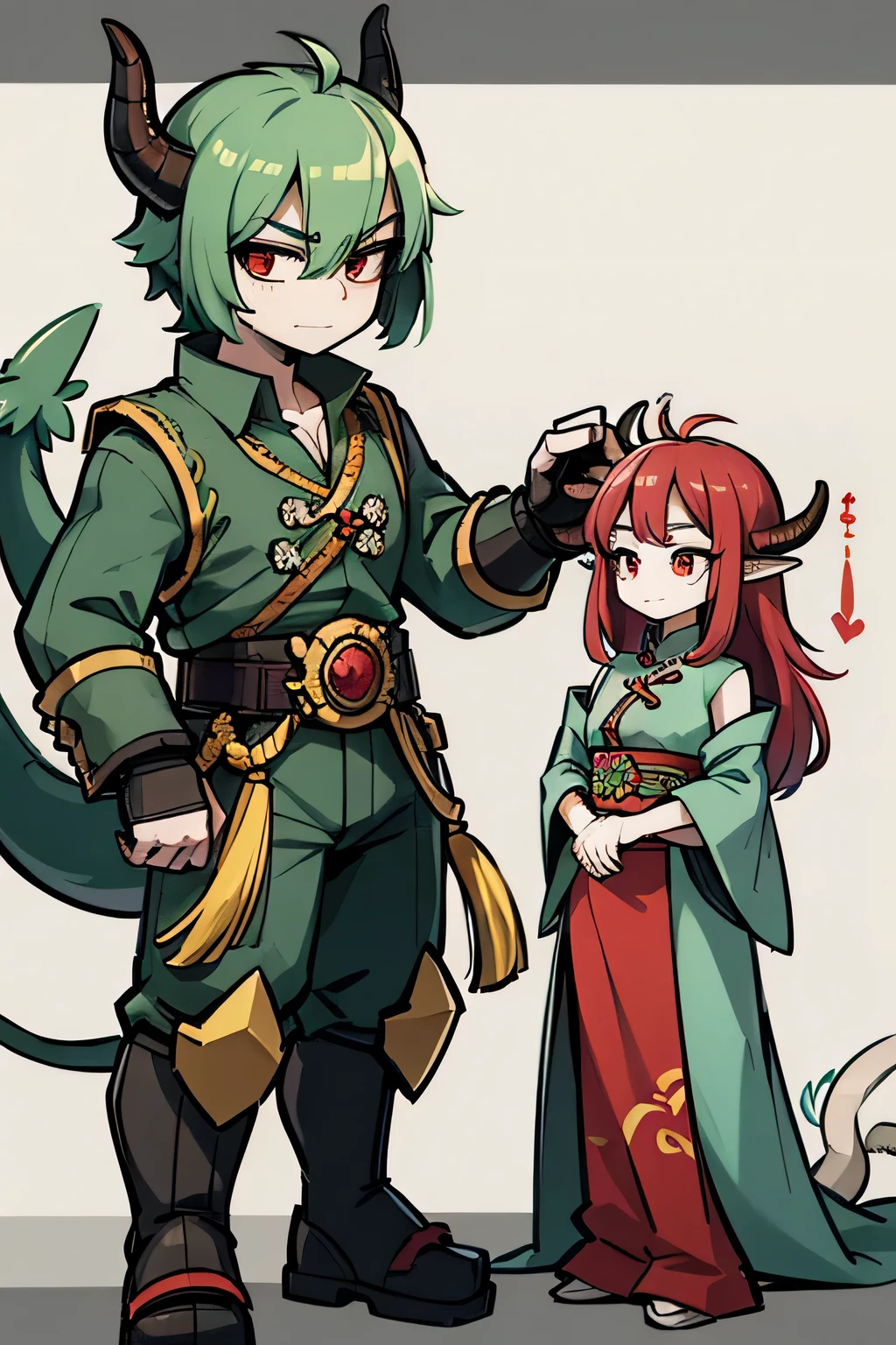 Illustration of a red-nosed green-tailed dragon, smooth chinese dragon,chinese dragon concept art, cyan chinese dragon fantasy, Anthropomorphic dragons, Kirinhado style graffiti art
