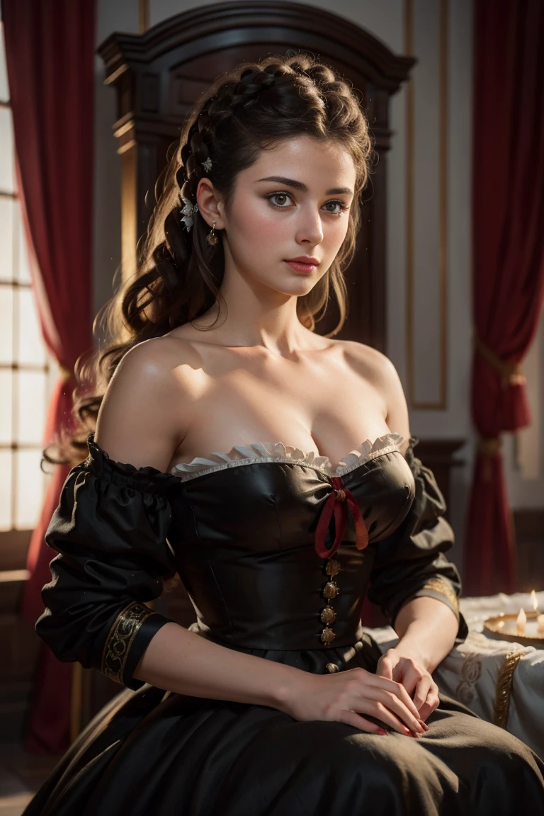 raw photo. Anna Karenina 22 years old, dressed in period clothing, Russia, 19th century AD, perspective, half body detail, sharp focus, slight blending, detail, feeling like it's medieval, (high skin detail: 1,2), 8k uhd, dslr, soft light, high quality, Fujifilm XT3 grainy films.