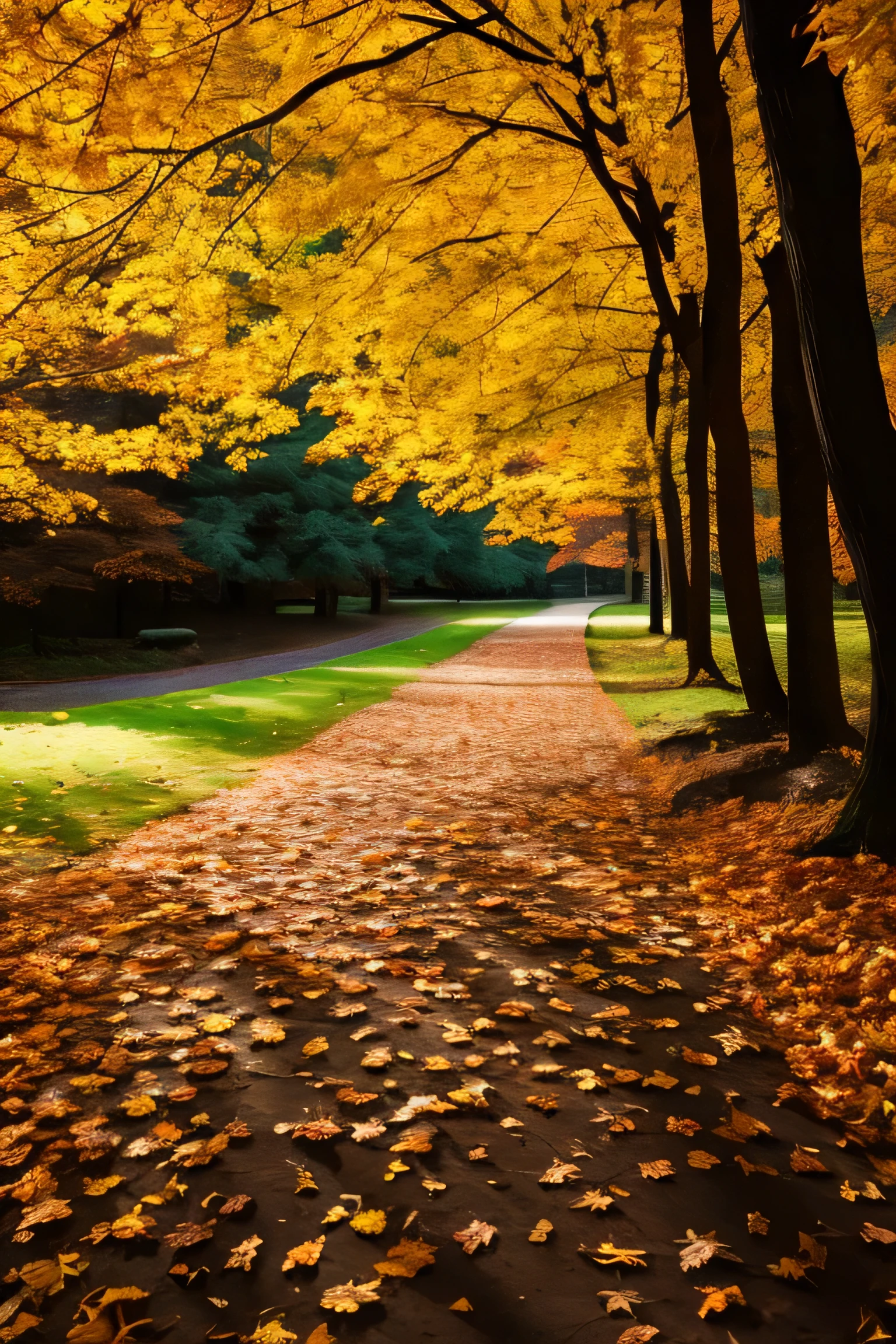 Fallen leaves in the woods in autumn
