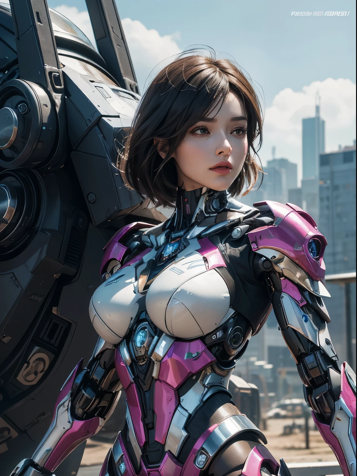 Textured skin, Super Detail, high details, High quality, Best Quality, hight resolution, 1080p, hard disk, Beautiful,(Arcee),beautiful cyborg woman,Mecha Cyborg Girl,Battle Mode,Girl with a Mecha Body,She wears a futuristic Transformers mech,Female Warrior,fully body photo