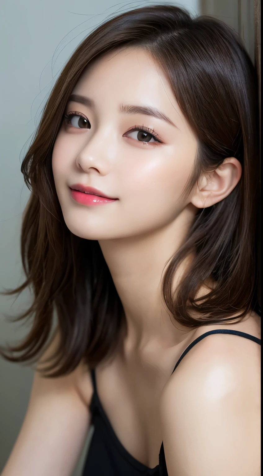 masutepiece, Best Quality, Illustration, Ultra-detailed, finely detail, hight resolution, 8K Wallpaper, Perfect dynamic composition, Beautiful detailed eyes, elegant winter clothes,Medium Hair,Small breasts natural color lip, Bold sexy poses,Smile、20 years girl、Cute、Sexy look at the camera,natta,beautifull detailed face,Classy face,Perfect and beautiful face,Slim face and body,Spread your arms wide、Background blur