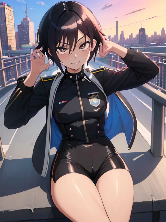 (((Official art,superfine illustration,hight resolution, masutepiece, best qualtiy,Best Quality,)))hightquality, detaileds, (A little boy),12 years old, A young male police idol with a super cute face,A boy as beautiful as Planding, Cool handsome face with smile, soccer spike, Long legs, thighs thighs thighs thighs, Foots, Bulge, (Black hair、Spiky hairstyle)、Shiny hair, (tight police uniform), (tight shiny cop shorts), (sox), tussock, Cool pose, (厚いthighs thighs thighs thighs、Seduce your big ass to your crotch)、(((downtown city)))、((cocky、))、Smirk、Ultra-fine painting, (Best Quality, 4K, 8K, hight resolution, masutepiece:1.2)、Service Shots、((detailedsな目:1.2))、kawaii eyes、