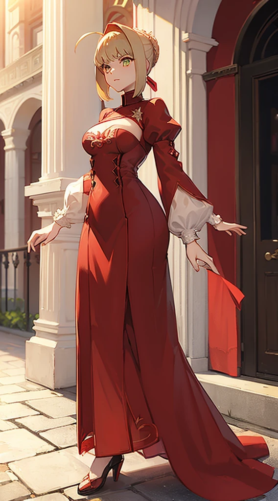 (((Nero Claudius Fate))),((Red long dress))