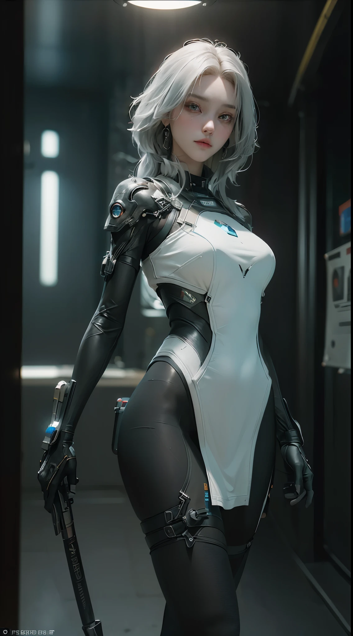 ((Best quality)), ((masterpiece)), (detailed:1.4), 3D, an image of a beautiful cyberpunk female,HDR (High Dynamic Range),Ray Tracing,NVIDIA RTX,Super-Resolution,Unreal 5,Subsurface scattering,PBR Texturing,Post-processing,Anisotropic Filtering,Depth-of-field,Maximum clarity and sharpness,Multi-layered textures,Albedo and Specular maps,Surface shading,Accurate simulation of light-material interaction,Perfect proportions,Octane Render,Two-tone lighting,Wide aperture,Low ISO,White balance,Rule of thirds,8K RAW,