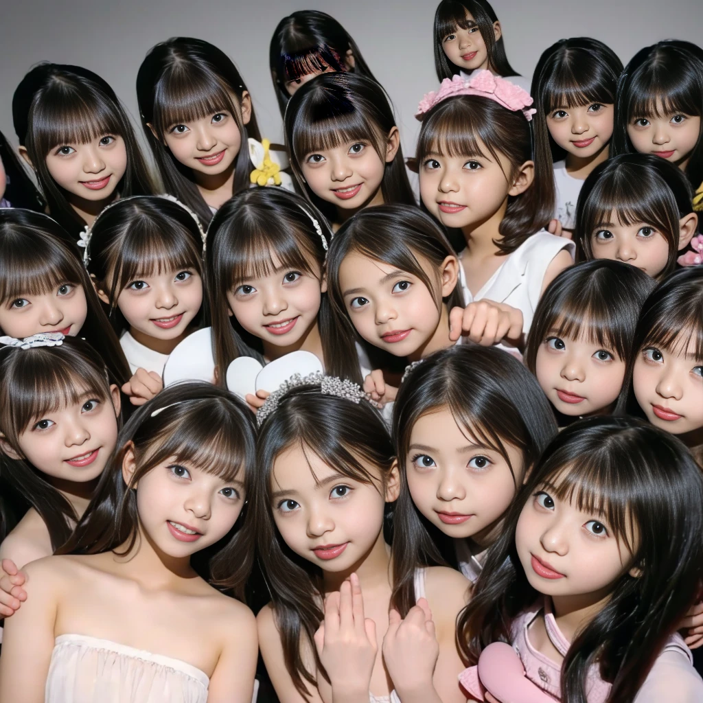 Raw photo、(((multiple girls))),((((6+girls)))),((((100girls)))),(((1000girls)))、((((100 Girls))))、Women only、The same face、(((5years old)))、(((chiquita)))、(((toddlers)))、((((Kindergarteners))))、***********、japanes、((A dark-haired))、Longhaire、100 cute girls、a smile、same person、(((Large group)))