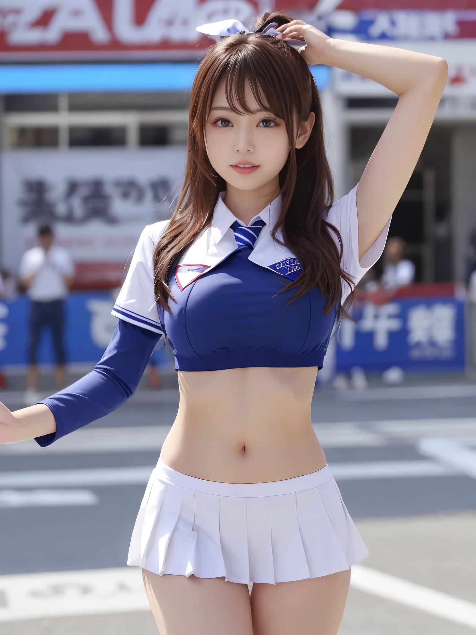 japanaese girl、Girl in her 20s、perfect body type、Transparency、huge tit、Cheerleader Uniforms、hposing Gravure Idol、Colossal tits、shiny thighs