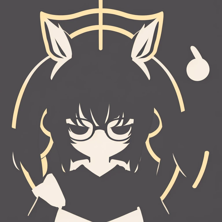 Minimalist logo,1人,独奏,with black background,pony tails,eye glass,Video clips,Musical elements
