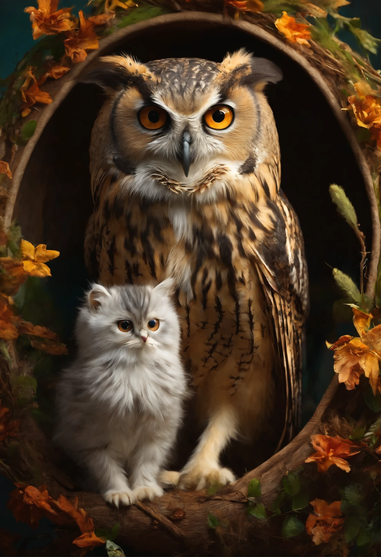 owl+cat, cat+owl, srayata+catята, catята+owlets