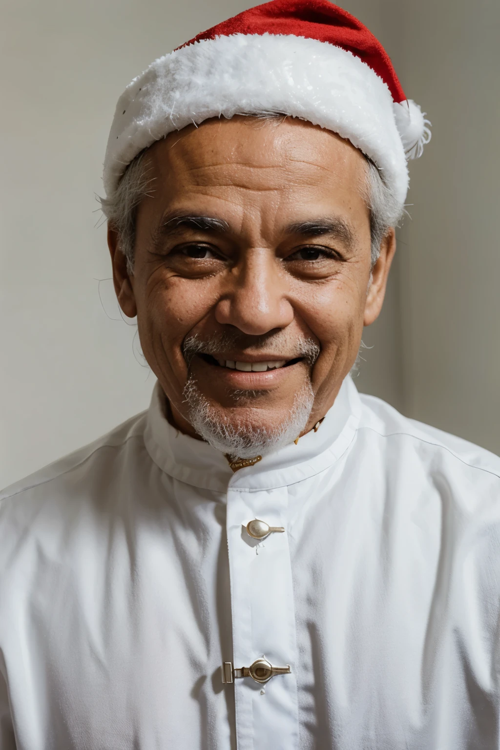 personagem velho papai noel branco, sorridente e de frente