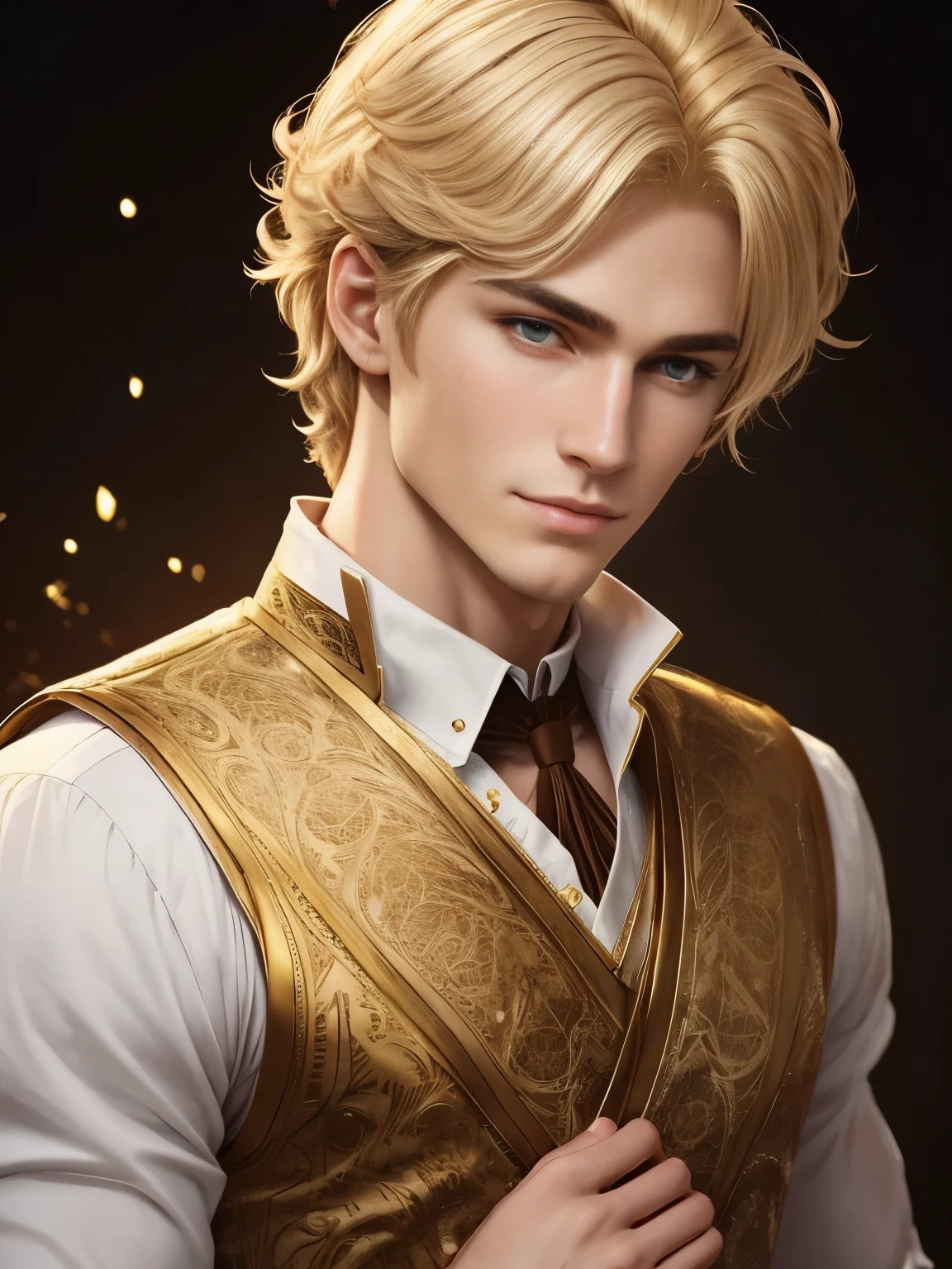 Nikolai has golden hair, shaved on one side and styled on the other, brown eyes and slightly crooked nose, he has a beautiful face, "outlined by the features of a fairy-tale prince". He is described as extremely charming and handsome.
