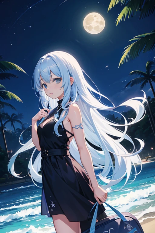 moon full、tree and surfboard scene, Today’s recommended anime is still, 神奇的themoon在头顶闪耀, night time moonlight, Dream-like atmosphere on a moonlit night, Bright moonlight, light under moonlight, anime screenshot, 发光的大themoon, anime backgrounds, anime screenshot, on a clear night sky, themoon, beautiful moon light, themoon Night