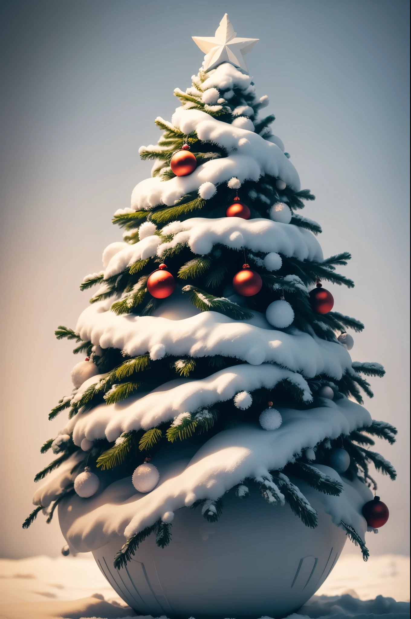 snow-covered Christmas tree on a white background