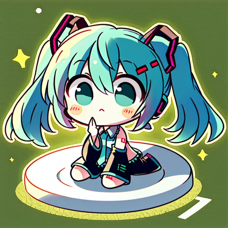 chibi,hatsune miku,full-body,On your stomach