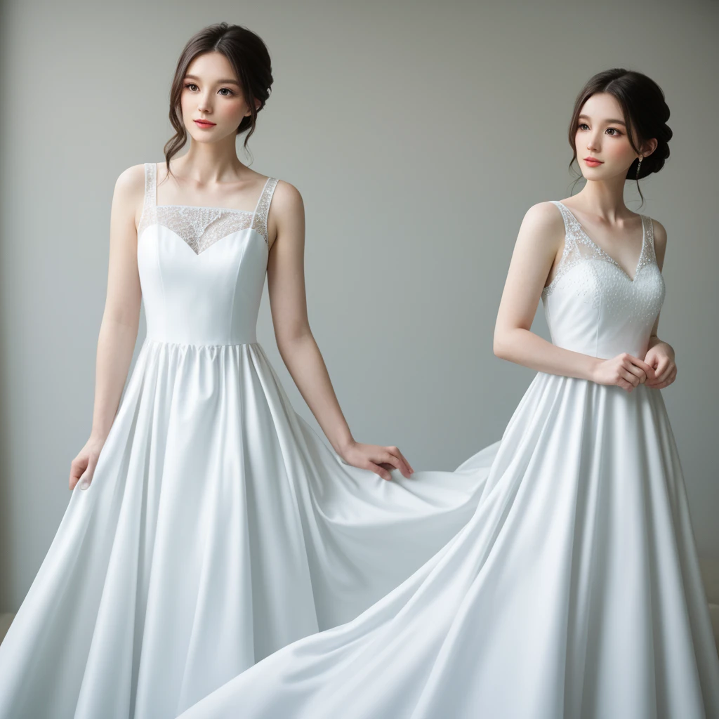 white,Elegant woman in a dress