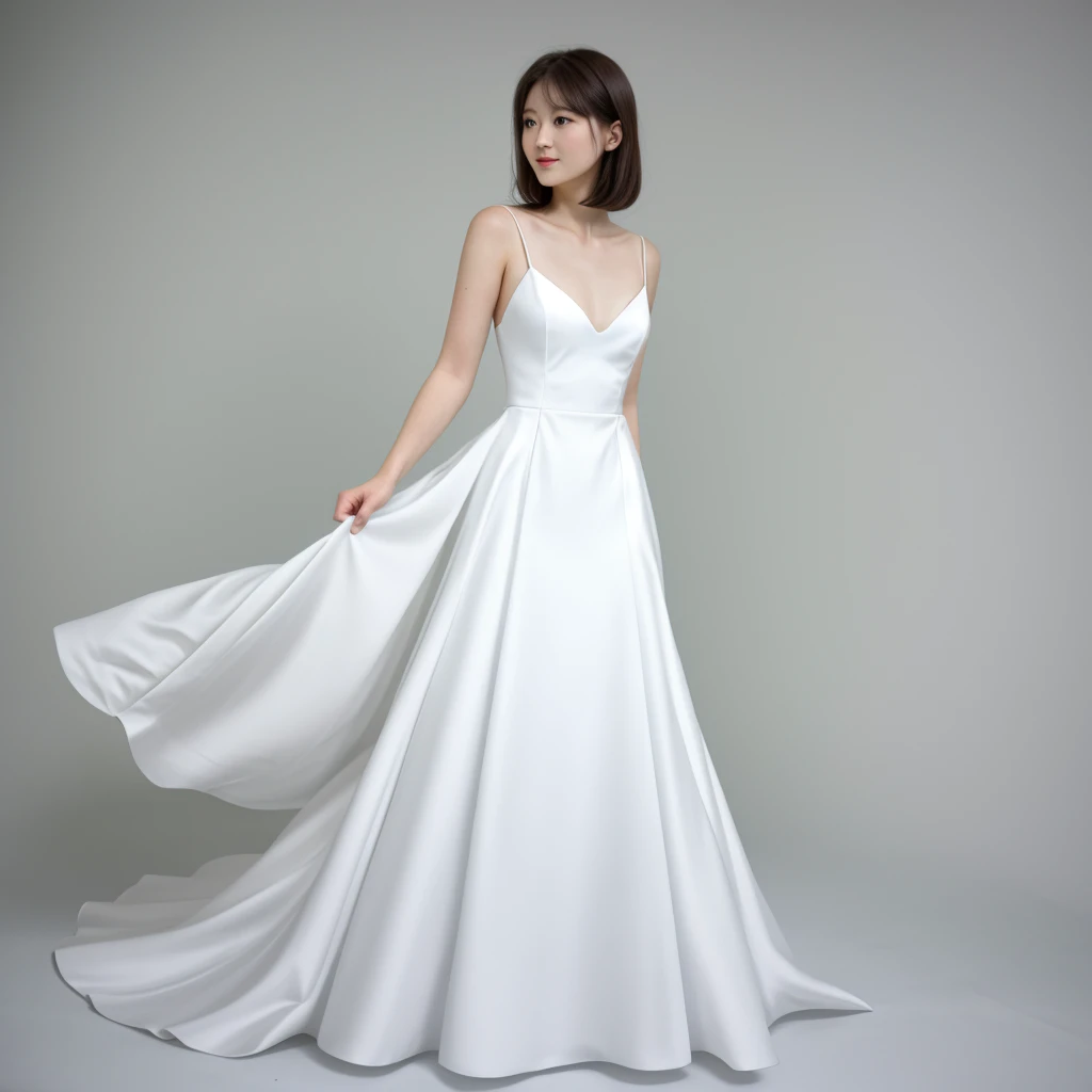 white,Elegant woman in a dress