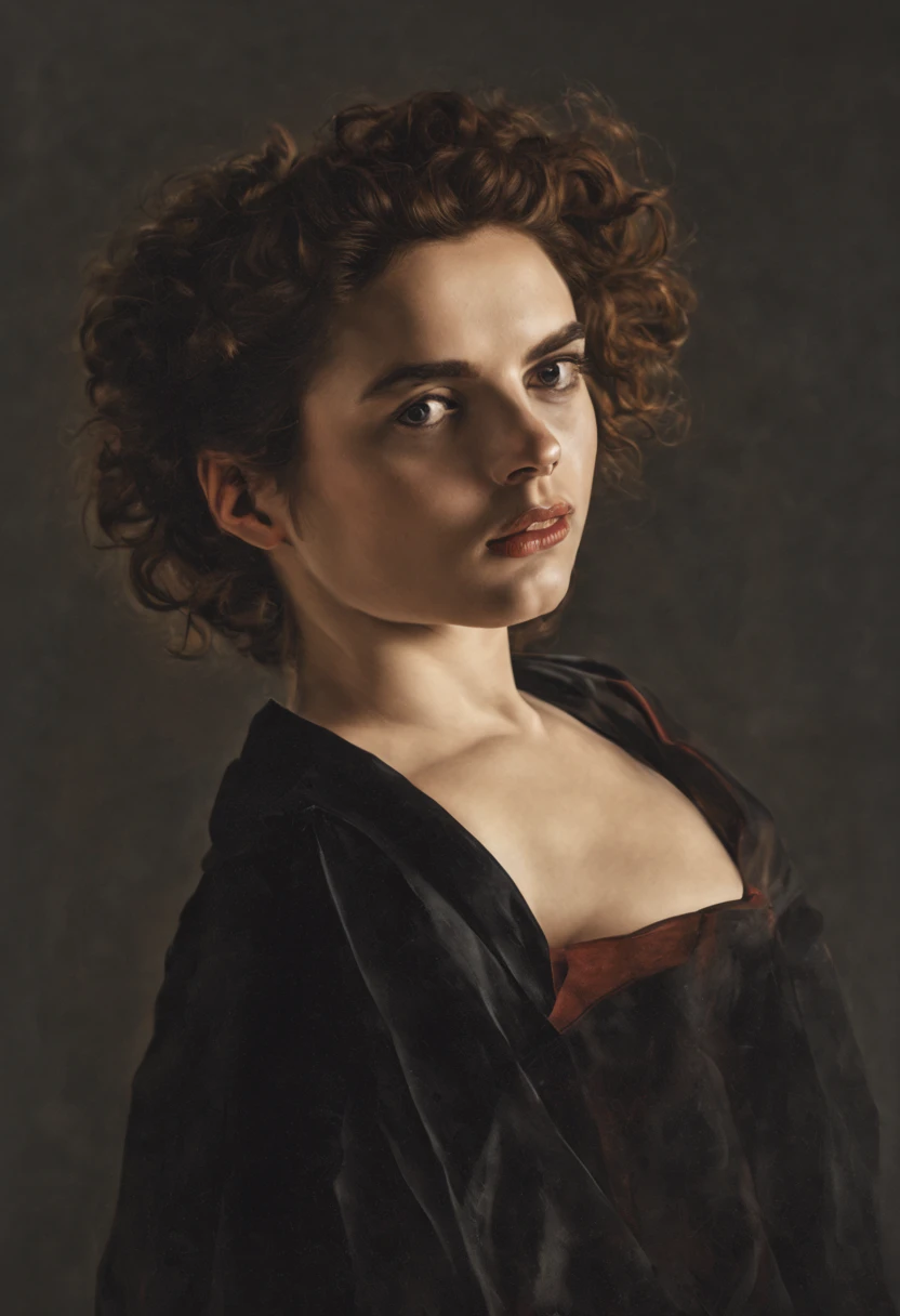 portrait of a young woman in the style of caravaggio