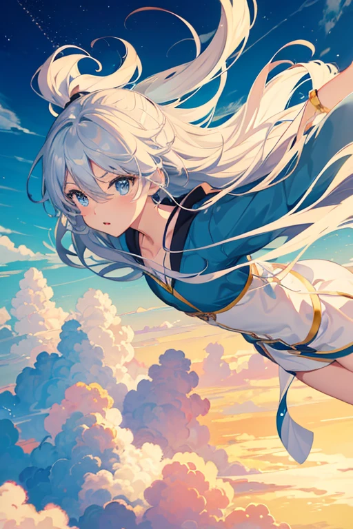 There is a plane flying through the clouds in the sky, Anime Cloud, Anime Sky, anime backgrounds, Beautiful floating clouds. jpn, 蓬松的粉色Anime Cloud, 色彩缤纷的anime movie backgrounds, beautiful clouds in the sky, anime backgrounds艺术, studio ghibli sky, anime movie backgrounds, Dream Cloud, Dreamy sky, fluffy soft clouds, fantasy puffy sky, arte de fundo, Colorful clouds